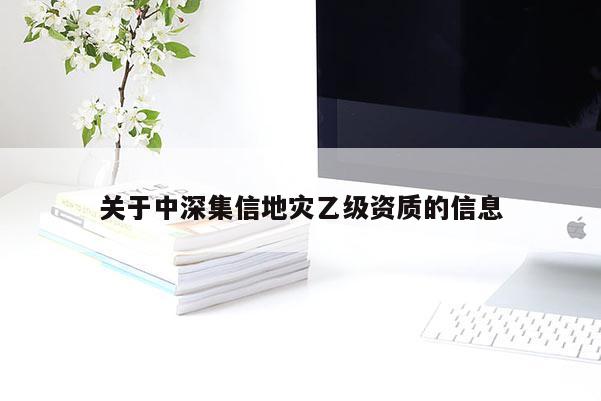 關于中深集信地災乙級資質的信息